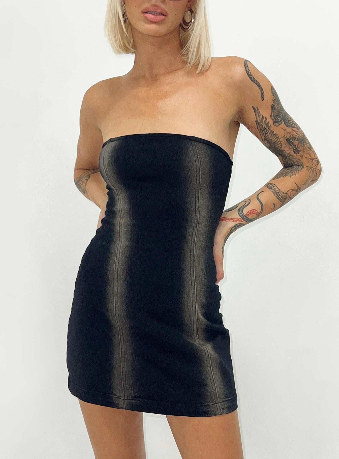 Pre Show Denim Mini Dress Black