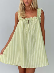 Swing Mini Dress Green Stripe
