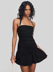 Tamlyn Halter Mini Dress Black