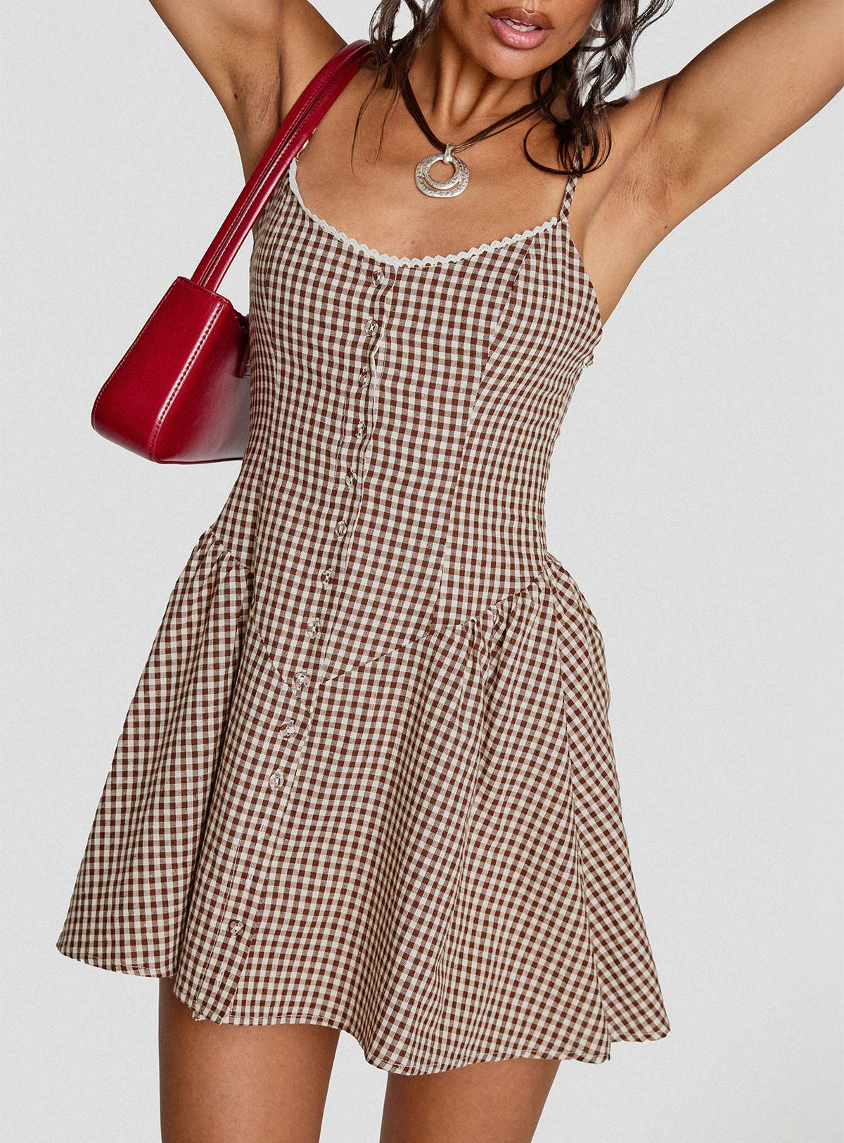Toulouse Mini Dress Brown Gingham