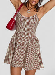 Toulouse Mini Dress Brown Gingham