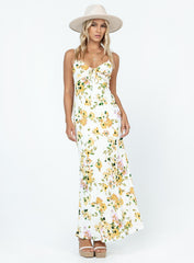 Emily Maxi Dress White / Yellow Floral