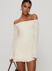 Vancesca Long Sleeve Mini Dress Cream Petite
