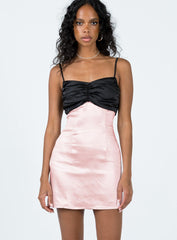 Siillato Bow Mini Dress Black / Pink