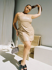 Hailey Strapless Mini Dress Beige Curve