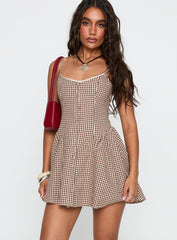 Toulouse Mini Dress Brown Gingham