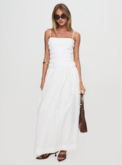 Sweetgum Shirred Maxi Dress White