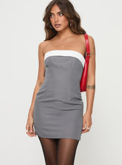 Tein Strapless Mini Dress Grey / White