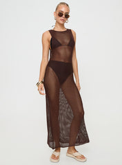 Sipping Knit Maxi Dress Brown