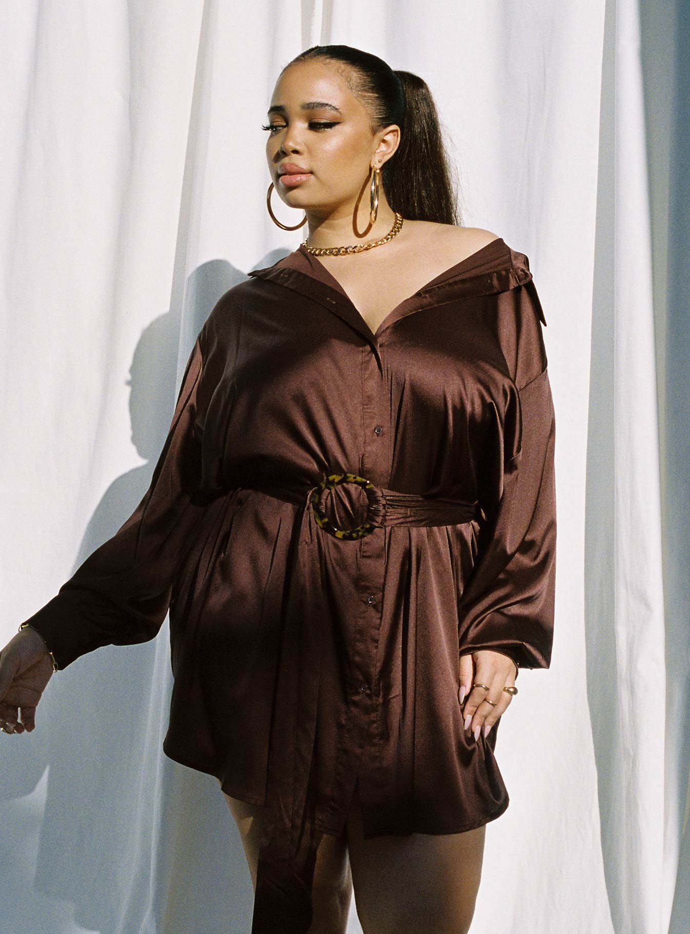 Leighton Mini Dress Brown Curve