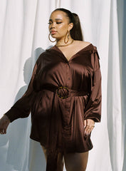 Leighton Mini Dress Brown Curve