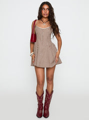Toulouse Mini Dress Brown Gingham