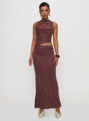 Vesperine Lace Maxi Dress Cocoa Brown