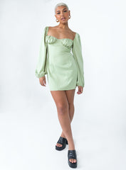 Be Mine Long Sleeve Mini Dress Green