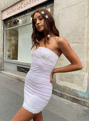 Sera Strapless Mini Dress Purple / White