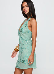 Telenova Halter Mini Dress Green