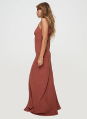 Verde Linen Blend Maxi Dress Burnt Rust