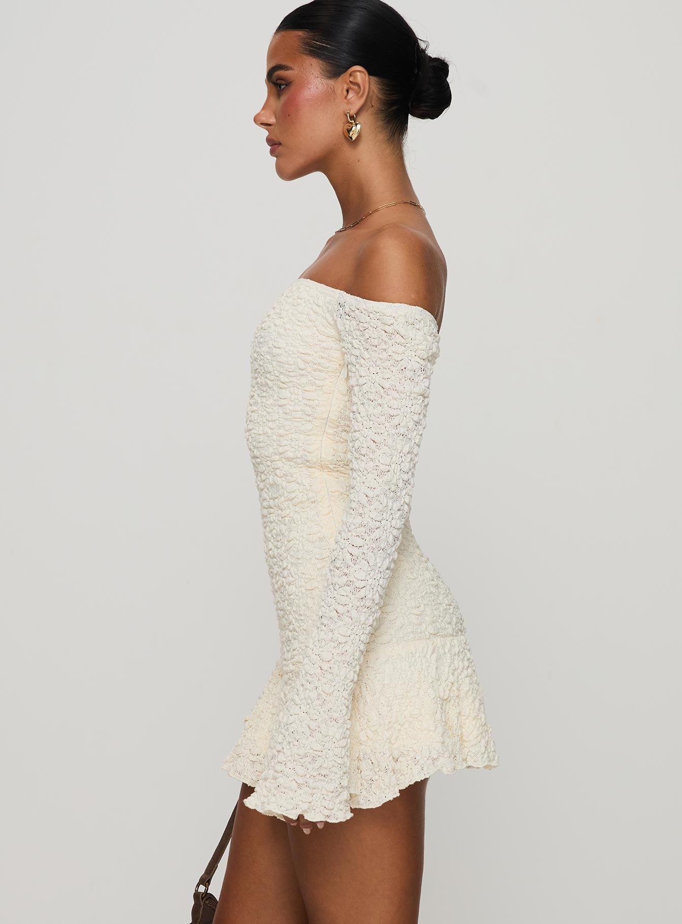Vancesca Long Sleeve Mini Dress Cream Petite