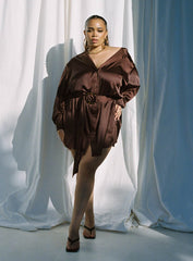 Leighton Mini Dress Brown Curve