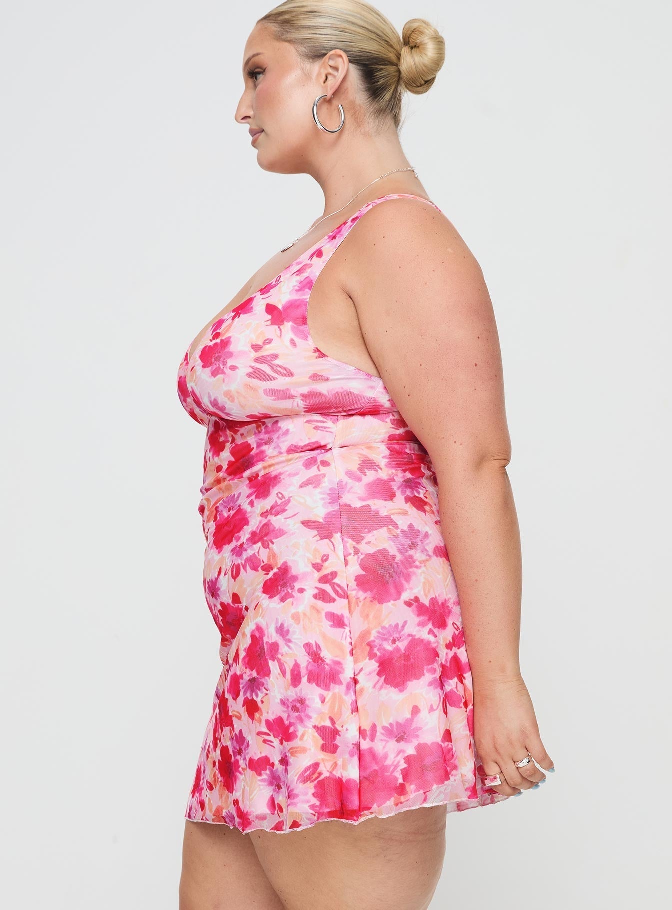Zuba Mini Dress Pink Floral Curve