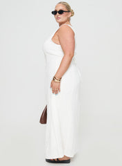 Summer Season Linen Blend Maxi Dress White Curve