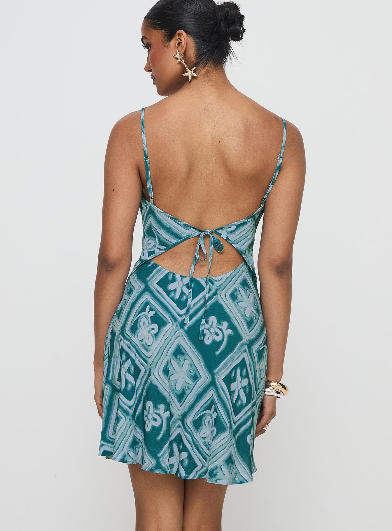 Vittorio Bias Cut Mini Dress Blue