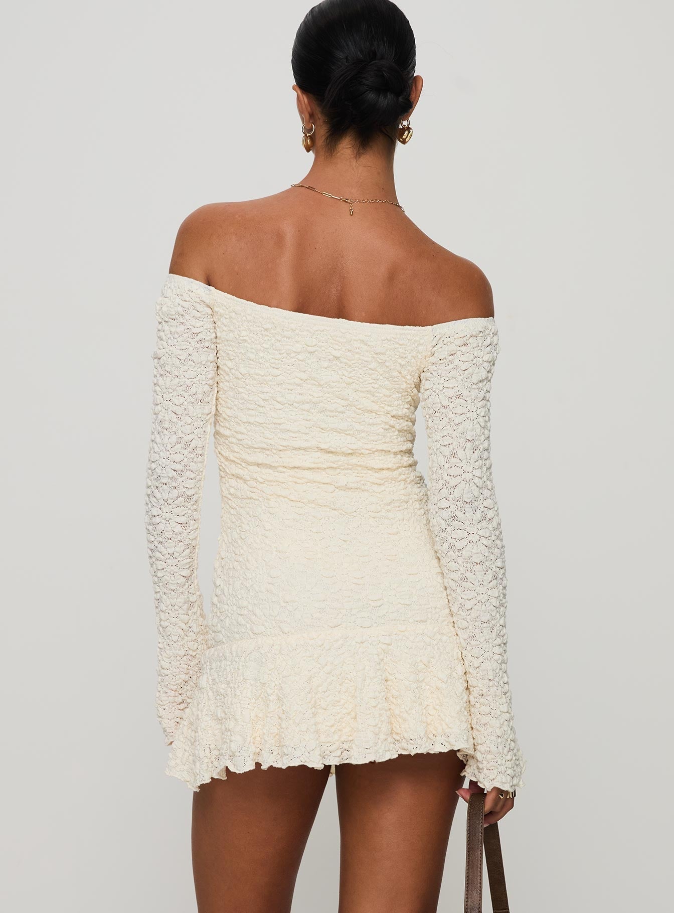 Vancesca Long Sleeve Mini Dress Cream Petite