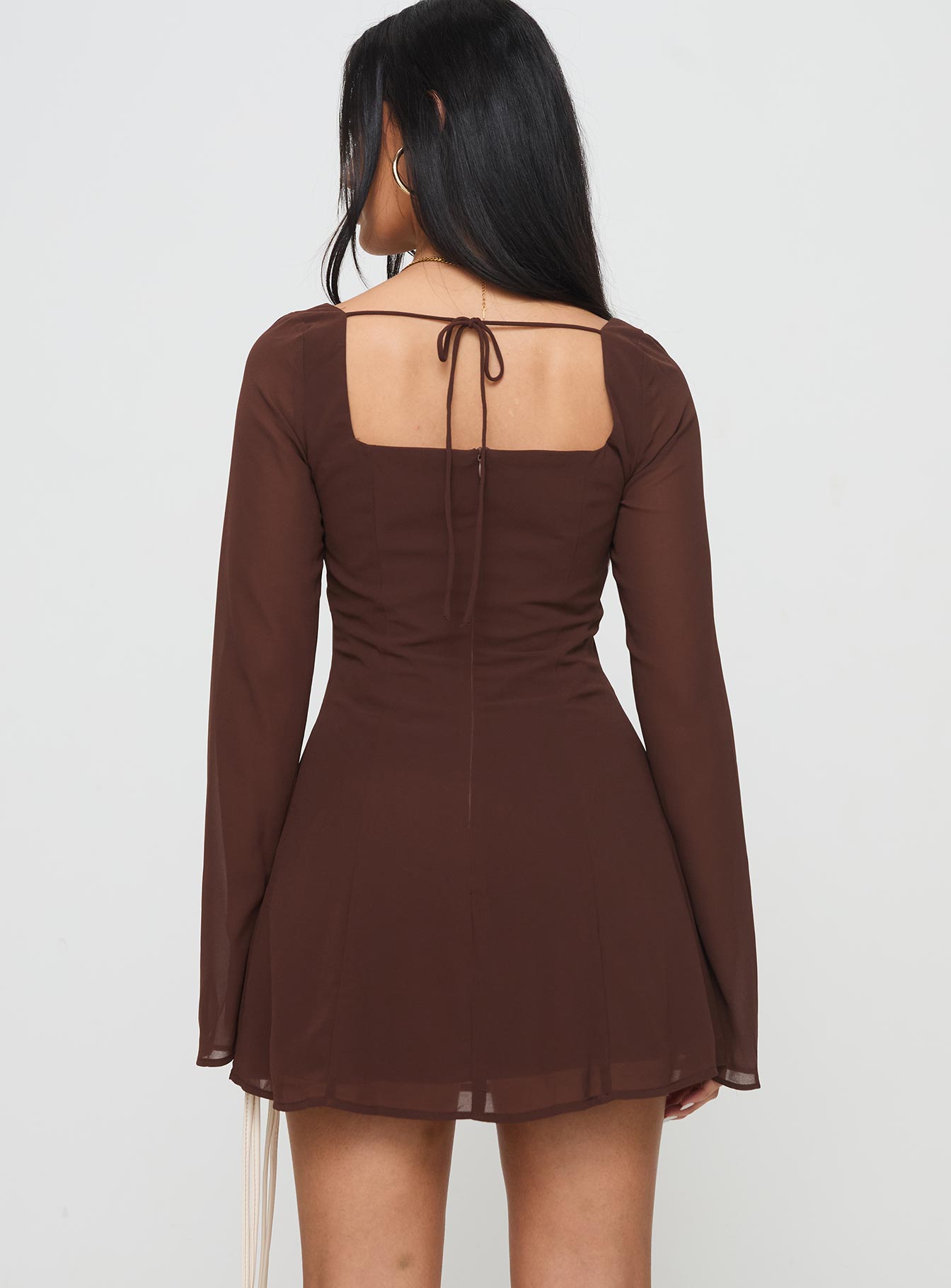 Valentin Long Sleeve Mini Dress Chocolate