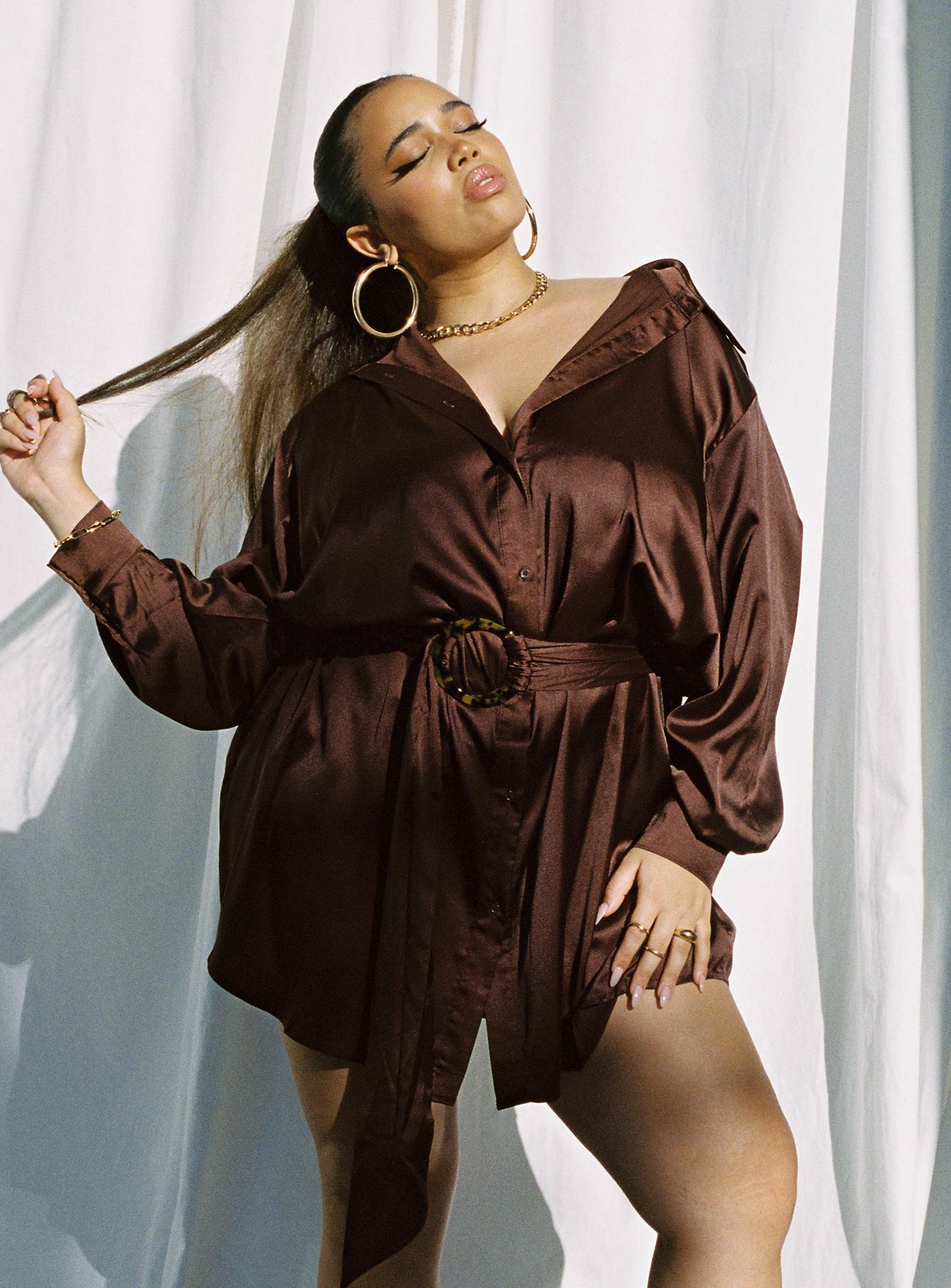 Leighton Mini Dress Brown Curve