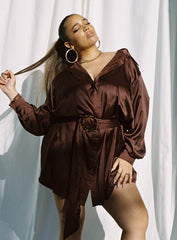 Leighton Mini Dress Brown Curve