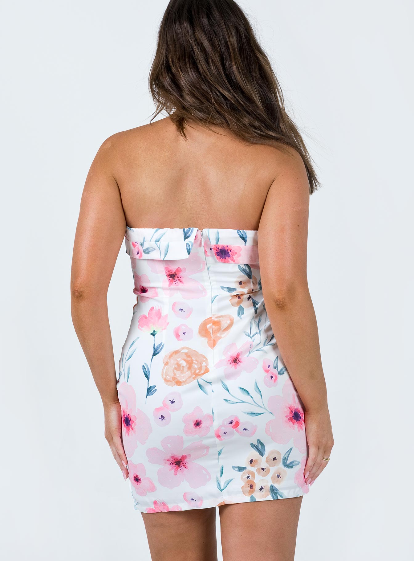 Sebastian Strapless Mini Dress Pink Floral