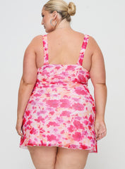Zuba Mini Dress Pink Floral Curve
