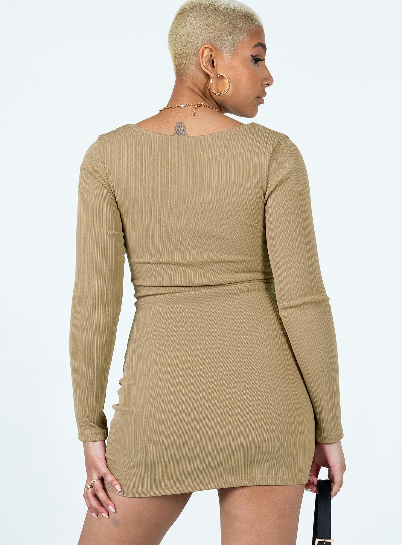 Trina Long Sleeve Mini Dress Beige