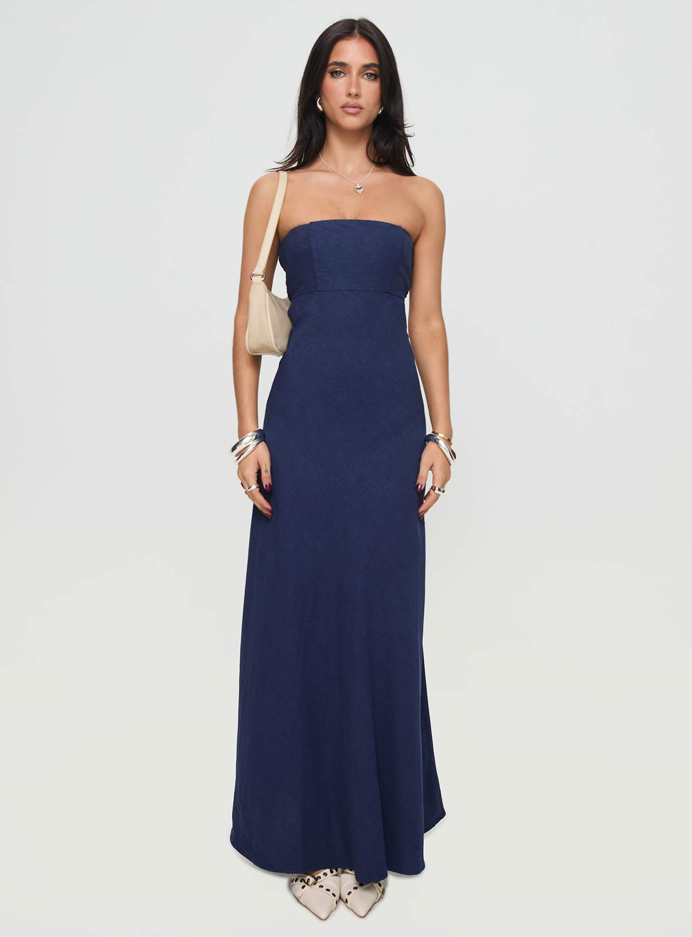 Yahir Strapless Maxi Dress Navy Petite