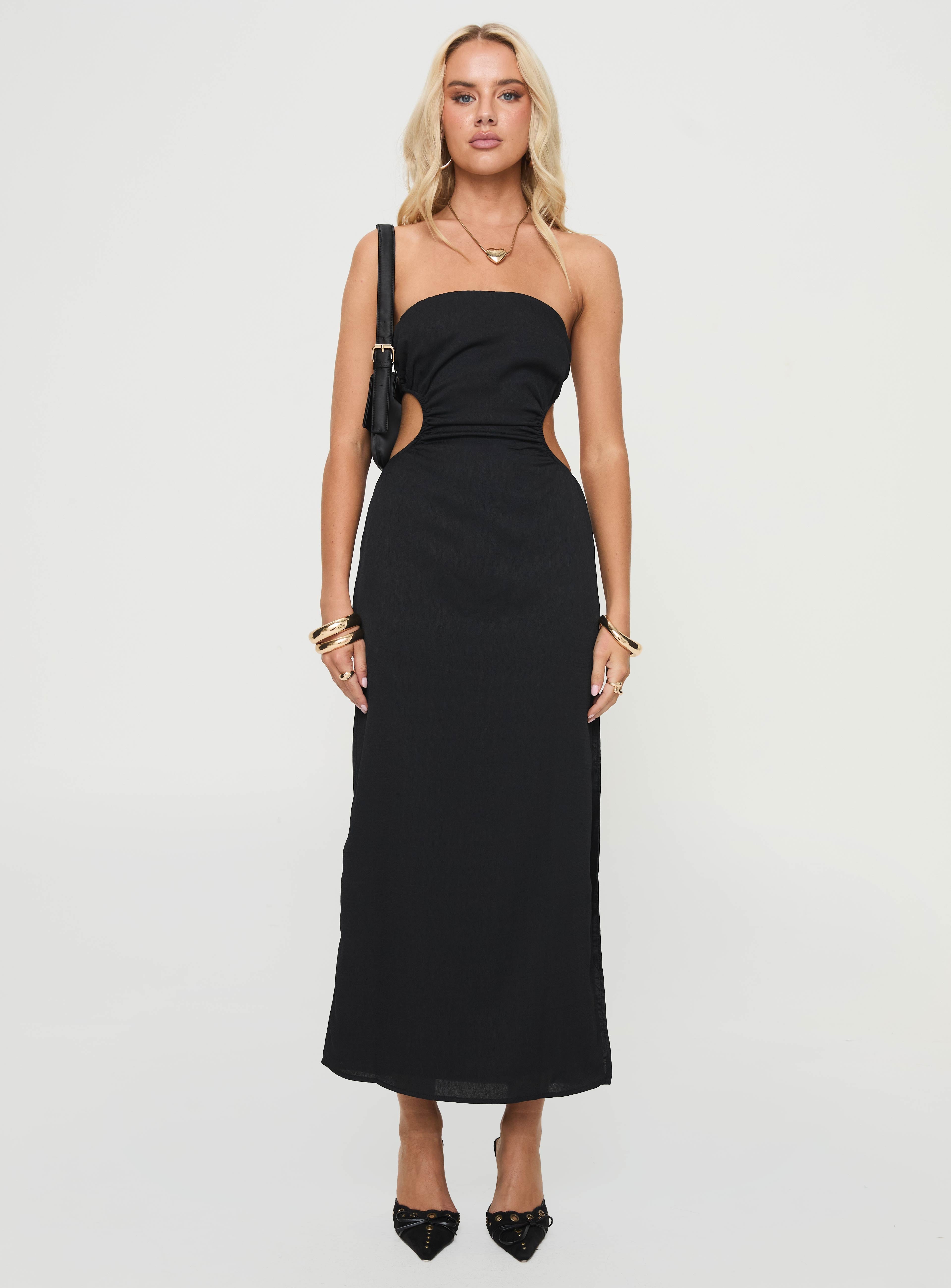 Tailor Strapless Maxi Dress Black